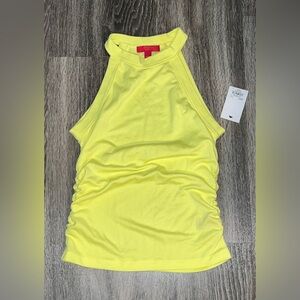 NWT Jennifer Lopez Vibrant Yellow Sleeveless Ruched Halter Top Small